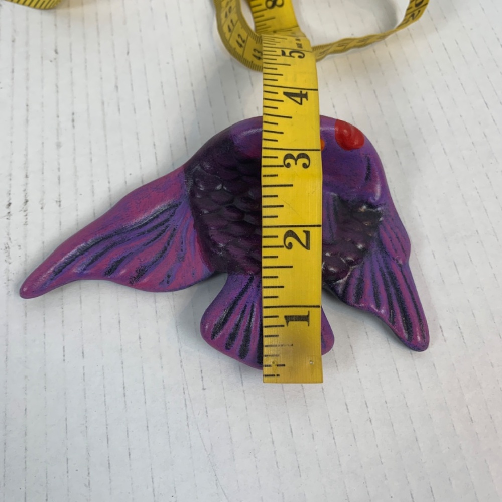 Vintage MCM Ceramic Purple Angel Fish Bath Wall Pocket Kitsch Small 4" X 5.5" - Picture 12 of 12